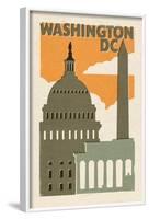 Washington D.C. - Woodblock-Lantern Press-Framed Art Print