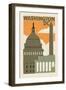 Washington D.C. - Woodblock-Lantern Press-Framed Art Print