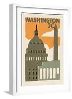 Washington D.C. - Woodblock-Lantern Press-Framed Art Print