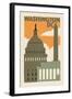 Washington D.C. - Woodblock-Lantern Press-Framed Art Print