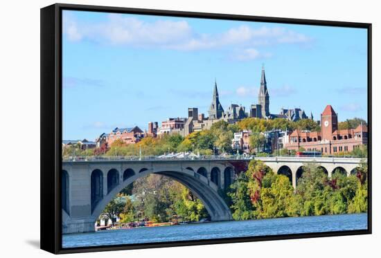 Washington Dc, a View from Georgetown and Key Bridge in Autumn-Orhan-Framed Stretched Canvas