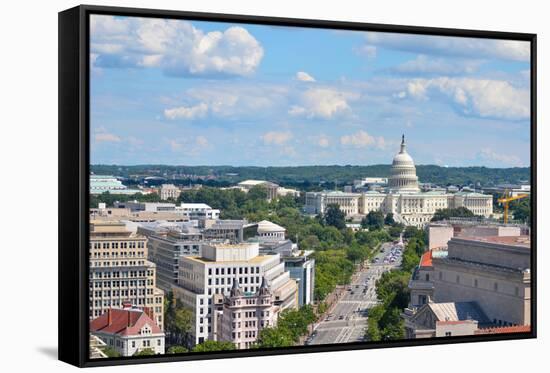 Washington DC - Aerial View of Pennsylvania Street with Federal Buildings including US Archives Bui-Orhan-Framed Stretched Canvas