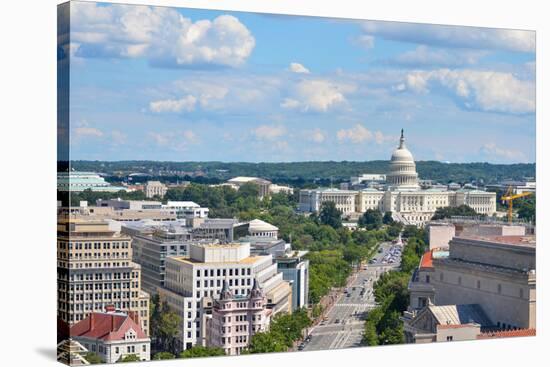 Washington DC - Aerial View of Pennsylvania Street with Federal Buildings including US Archives Bui-Orhan-Stretched Canvas