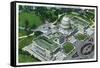 Washington, DC, Aerial View of the US Capitol and Grounds-Lantern Press-Framed Stretched Canvas