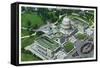 Washington, DC, Aerial View of the US Capitol and Grounds-Lantern Press-Framed Stretched Canvas