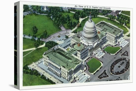 Washington, DC, Aerial View of the US Capitol and Grounds-Lantern Press-Stretched Canvas