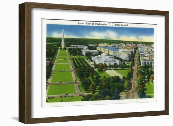 Washington, DC, Aerial View of Washington DC from the Capitol Building-Lantern Press-Framed Art Print