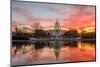 Washington Dc, Capitol Building in a Cloudy Sunrise with Mirror Reflection-Orhan-Mounted Photographic Print