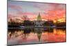 Washington Dc, Capitol Building in a Cloudy Sunrise with Mirror Reflection-Orhan-Mounted Photographic Print