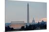 Washington DC City View at Sunrise, including Lincoln Memorial, Monument and Capitol Building-Orhan-Mounted Photographic Print