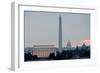 Washington DC City View at Sunrise, including Lincoln Memorial, Monument and Capitol Building-Orhan-Framed Photographic Print