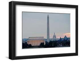 Washington DC City View at Sunrise, including Lincoln Memorial, Monument and Capitol Building-Orhan-Framed Photographic Print