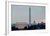 Washington DC City View at Sunrise, including Lincoln Memorial, Monument and Capitol Building-Orhan-Framed Photographic Print