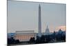 Washington DC City View at Sunrise, including Lincoln Memorial, Monument and Capitol Building-Orhan-Mounted Photographic Print