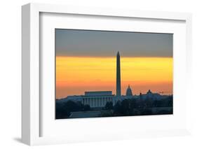 Washington DC City View in Sunrise, including Lincoln Memorial, Monument and Capitol Building-Orhan-Framed Photographic Print