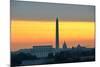 Washington DC City View in Sunrise, including Lincoln Memorial, Monument and Capitol Building-Orhan-Mounted Photographic Print