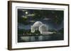 Washington DC, Exterior View of the Jefferson Memorial at Night-Lantern Press-Framed Art Print