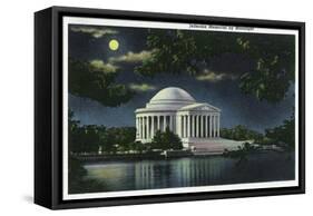 Washington DC, Exterior View of the Jefferson Memorial at Night-Lantern Press-Framed Stretched Canvas