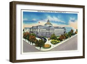 Washington, DC, Exterior View of the Library of Congress and Annex-Lantern Press-Framed Art Print