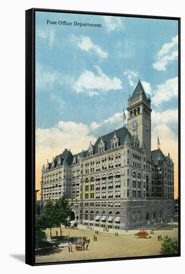 Washington DC, Exterior View of the Post Office Department-Lantern Press-Framed Stretched Canvas