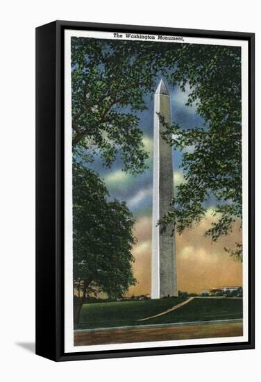 Washington DC, Exterior View of the Washington Monument-Lantern Press-Framed Stretched Canvas