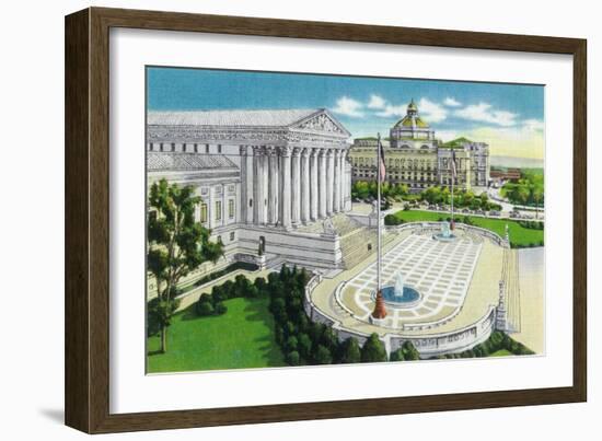 Washington DC, Exterior Views of the US Supreme Court House and Library of Congress-Lantern Press-Framed Art Print