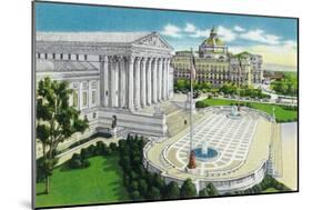 Washington DC, Exterior Views of the US Supreme Court House and Library of Congress-Lantern Press-Mounted Art Print