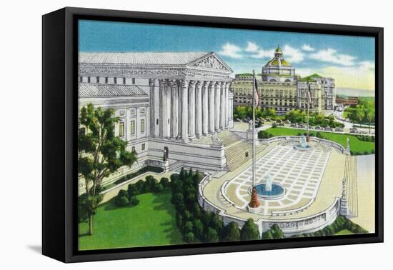 Washington DC, Exterior Views of the US Supreme Court House and Library of Congress-Lantern Press-Framed Stretched Canvas