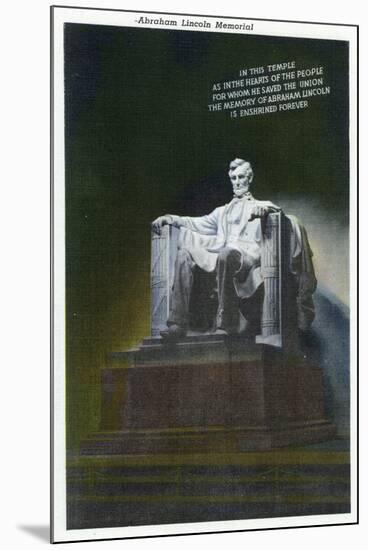 Washington, DC, Interior View of the Lincoln Memorial, Statue of Lincoln-Lantern Press-Mounted Art Print