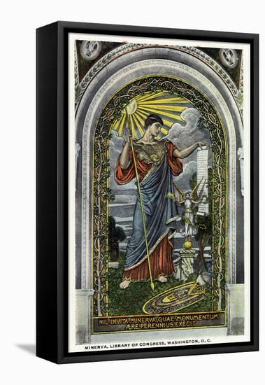 Washington DC, Interior Views of the Library of Congress, Minerva of Peace Mosaic-Lantern Press-Framed Stretched Canvas