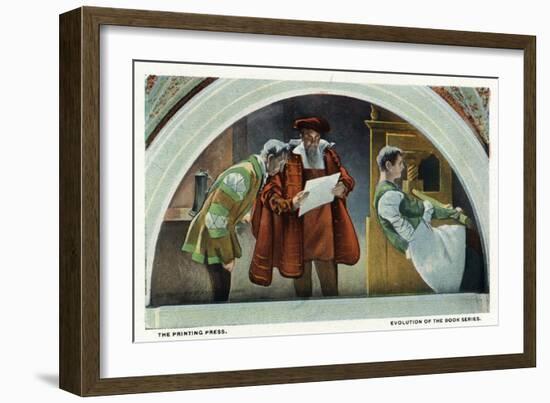 Washington DC, Library of Congress, Evolution of the Book Series View, the Printing Press-Lantern Press-Framed Art Print