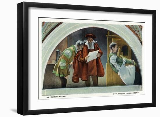 Washington DC, Library of Congress, Evolution of the Book Series View, the Printing Press-Lantern Press-Framed Art Print