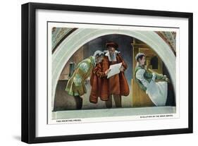 Washington DC, Library of Congress, Evolution of the Book Series View, the Printing Press-Lantern Press-Framed Art Print