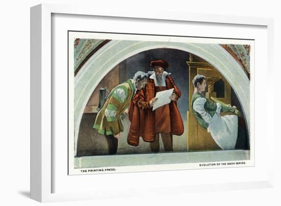 Washington DC, Library of Congress, Evolution of the Book Series View, the Printing Press-Lantern Press-Framed Art Print