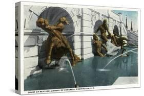 Washington DC, Library of Congress Exterior View of the Court of Neptune Fountains-Lantern Press-Stretched Canvas