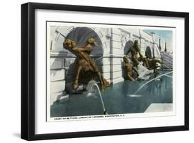 Washington DC, Library of Congress Exterior View of the Court of Neptune Fountains-Lantern Press-Framed Art Print