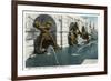 Washington DC, Library of Congress Exterior View of the Court of Neptune Fountains-Lantern Press-Framed Premium Giclee Print