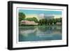 Washington, DC, Lincoln Memorial View from across the Potomac-Lantern Press-Framed Art Print