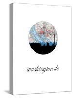 Washington Dc Map Skyline-Paperfinch 0-Stretched Canvas