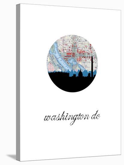 Washington Dc Map Skyline-Paperfinch 0-Stretched Canvas