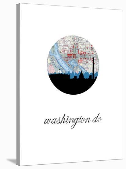 Washington Dc Map Skyline-Paperfinch 0-Stretched Canvas