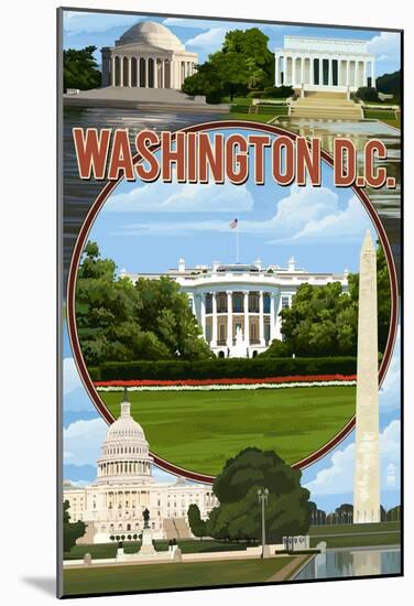 Washington Dc - Montage-null-Mounted Poster