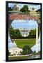 Washington DC - Montage-Lantern Press-Framed Art Print