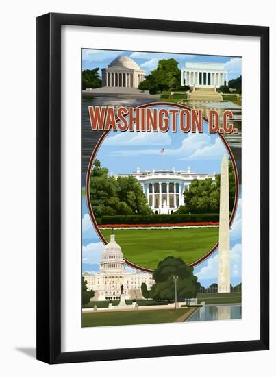 Washington DC - Montage-Lantern Press-Framed Art Print