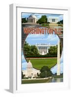 Washington DC - Montage-Lantern Press-Framed Art Print
