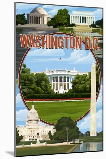 Washington DC - Montage-Lantern Press-Mounted Art Print