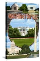 Washington DC - Montage-Lantern Press-Stretched Canvas