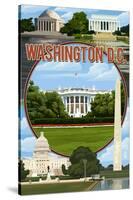 Washington DC - Montage-Lantern Press-Stretched Canvas