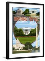 Washington DC - Montage-Lantern Press-Framed Art Print