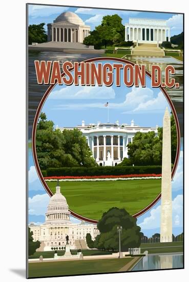 Washington DC - Montage-Lantern Press-Mounted Art Print